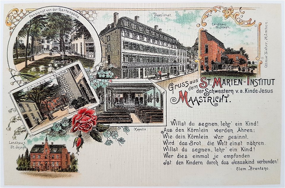 Ansichtkaart St-Marien-Institut, Zusters vh Arme Kindje Jezus, Maastricht, 1900