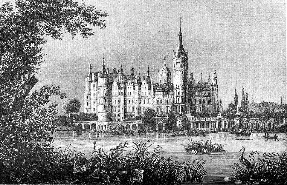 Ansicht Schwerin Schloss um 1850