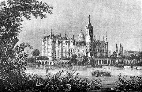 Ansicht Schwerin Schloss um 1850