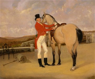 Anson Ambrose Martin - James Taylor Wray of the Bedale Hunt with his Dun Hunter - Google Art Project