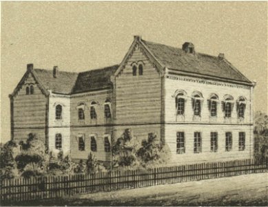 Ansichten preussischer Städte- Dobrilugk-Kirchhain. Die Schule zu Dobrilugk. Ehregott Zschille 1891 (Alter Fritz)