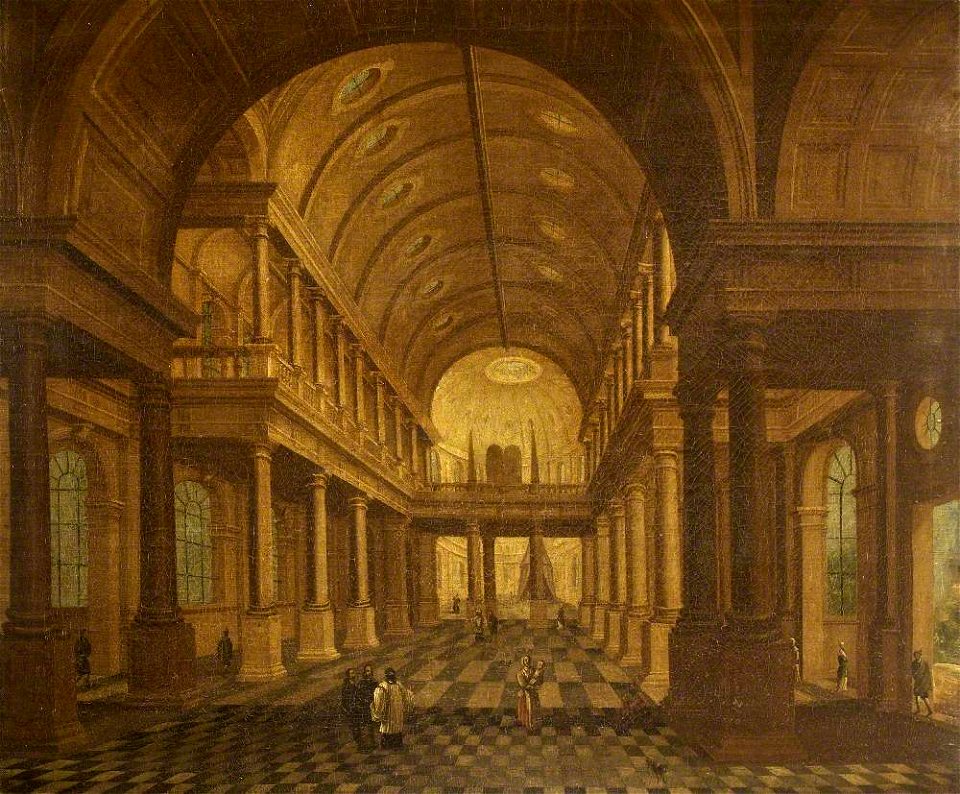 Anthonie de Delorme (1610-1673) - A Church Interior, Looking East, with Figures - 1336273 - National Trust