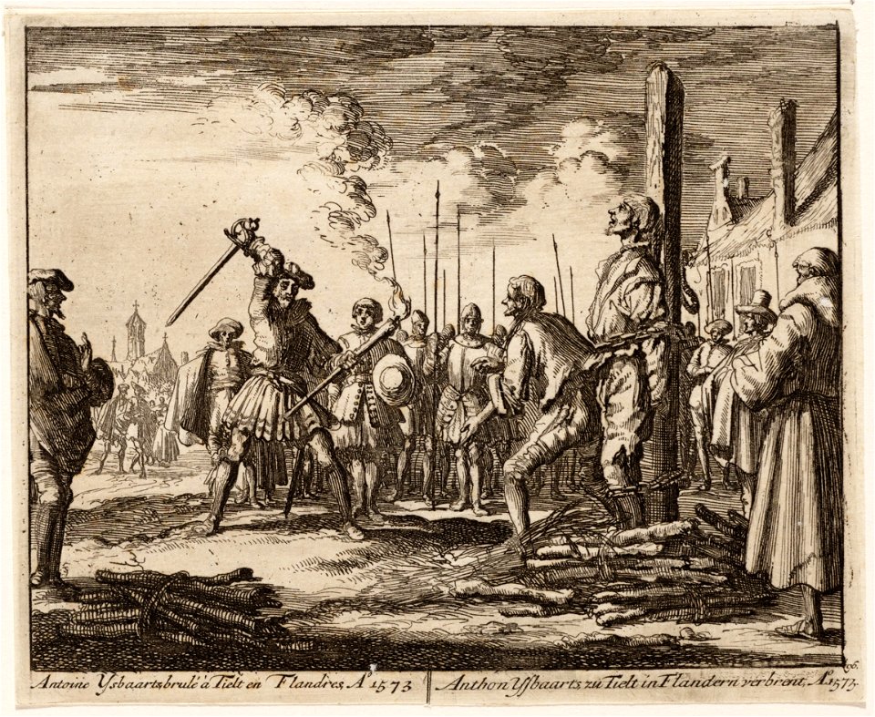 Anthonie IJsbaarts te Tielt in Vlaanderen op de brandstapel, objectnr A 41949
