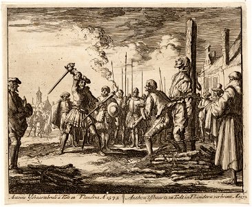 Anthonie IJsbaarts te Tielt in Vlaanderen op de brandstapel, objectnr A 41949