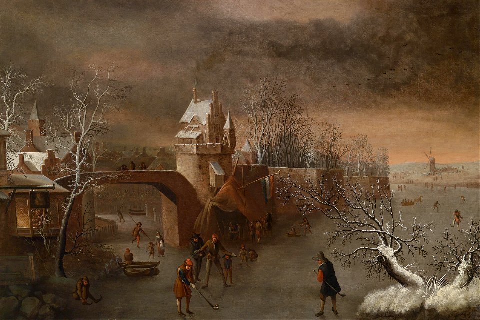 Anthonie Beerstraaten (attr) Eisvergnügen an der Stadtmauer