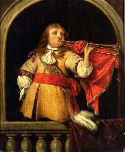 Anthonie Palamedesz. - An Officer Blowing a Trumpet - WGA16874