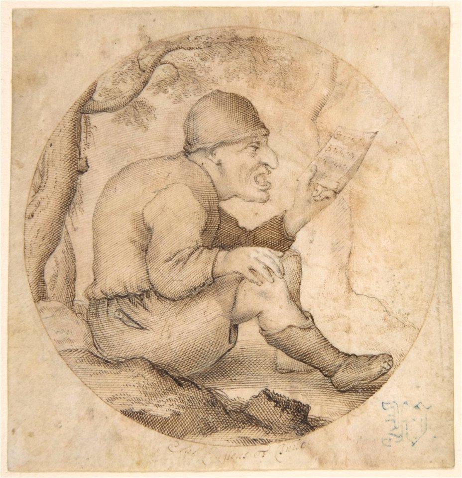 Anthonie Crussens - Seated Old Man Facing Right, Singing and Holding Music