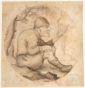 Anthonie Crussens - Seated Old Man Facing Right, Singing and Holding Music