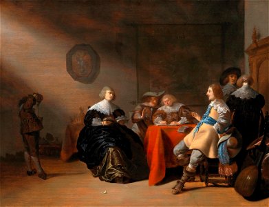 Anthonie Palamedesz. - An interior with a company conversing at a table