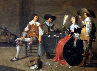 Anthonie Palamedesz. (1601-1673) (style of) - Three Cavaliers and a Lady Playing Cards - 872245 - National Trust