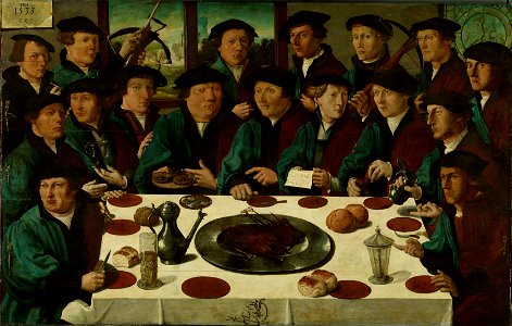 Anthonisz, Cornelis - Banquet of Members of Amsterdam's Crossbow Civic Guard - 1533. Free illustration for personal and commercial use.