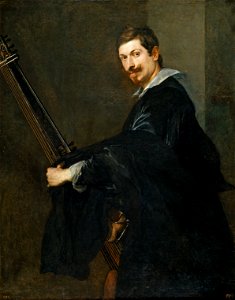 Anthonis Van Dyck - Man with a Lute. Free illustration for personal and commercial use.