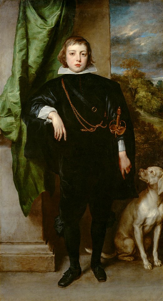 Anthonis van Dyck, , Kunsthistorisches Museum Wien, Gemäldegalerie - Filippo Francesco d'Este, Marchese di Lanzo (1621-1653) mit Hund - GG 484 - Kunsthistorisches Museum