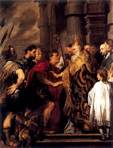 Anthony van Dyck - Emperor Theodosius Forbidden by St Ambrose To Enter Milan Cathedral - WGA07437