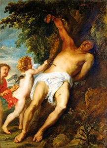 Anthony van Dyck - Saint Sebastian with Angels, Louvre. Free illustration for personal and commercial use.