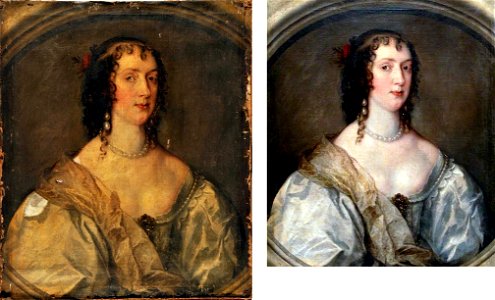 Anthony van Dyck - Portrait of Olive Boteler Porter, before and after conservation