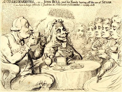 Anti-saccharites,- or- John Bull and his family leaving off the use of sugar. (BM 1868,0808.10371)