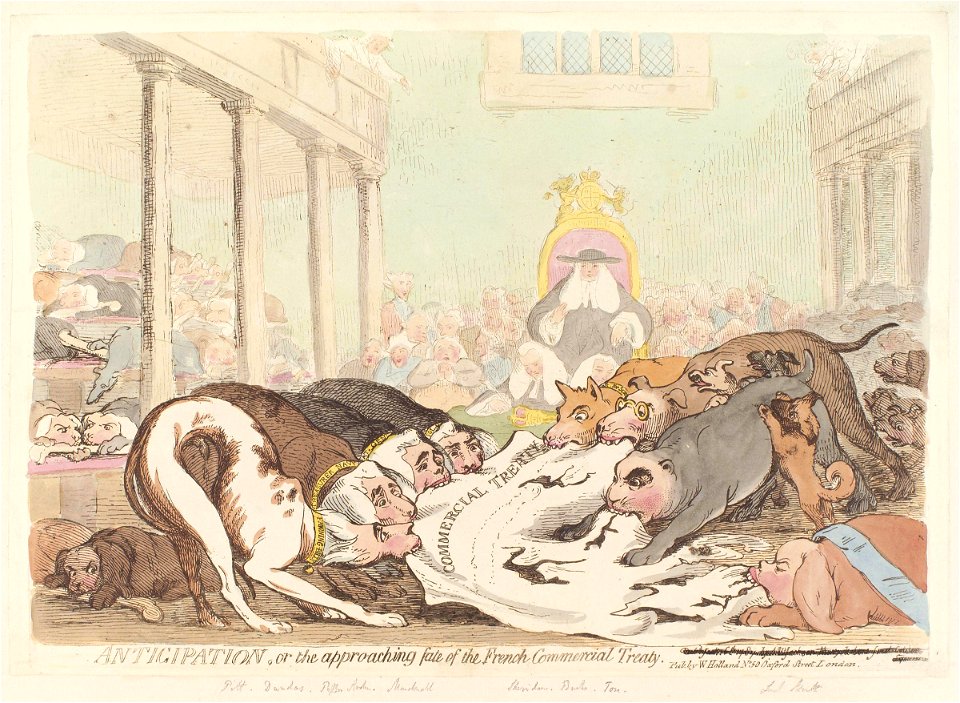 Anticipation, or the approaching fate of the French Commercial Treaty by James Gillray