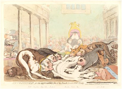 Anticipation, or the approaching fate of the French Commercial Treaty by James Gillray