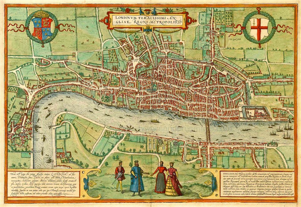 Antique map of London by Braun & Hogenberg