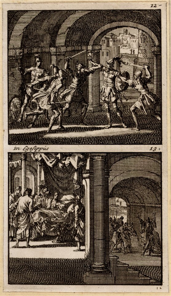 Antigonus wordt op bevel van zijn broer Aristobulus in een gewelf gedood, Sterfbed van koning Aristobulus, objectnr A 48177