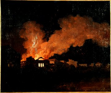 Antoine Boisselier - L'incendie du théâtre de l'Ambigu-Comique le 13 juillet 1827 - P1830 - Musée Carnavalet