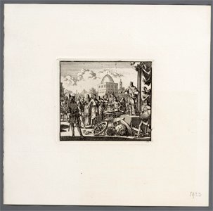 Antiochus Epiphanes probeert een moeder en 7 zonen over te halen om zwijnevlees te eten, objectnr A 47942