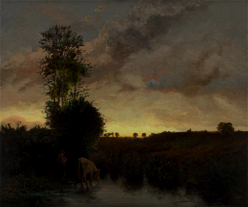 Antoine Chintreauil--Jeune berger au crépuscule