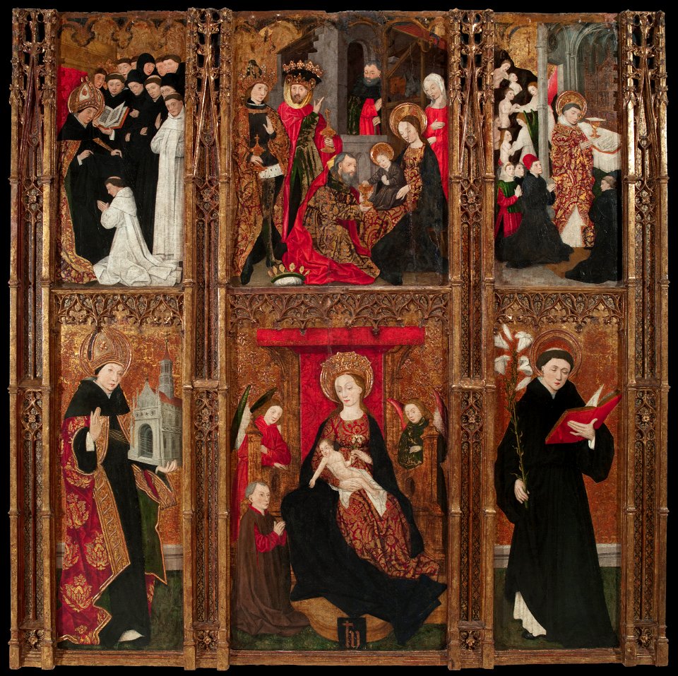 Antoine de Lonhy - Altarpiece of the Virgin, Saint Augustine and Saint Nicholas of Tolentino - Google Art Project