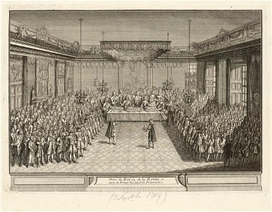 Antoine Aveline nach Raymond Leplat - Showpiece banquet in the Corner Parade Hall in Dresden Palace on 3 September 1719 - Google Art Project