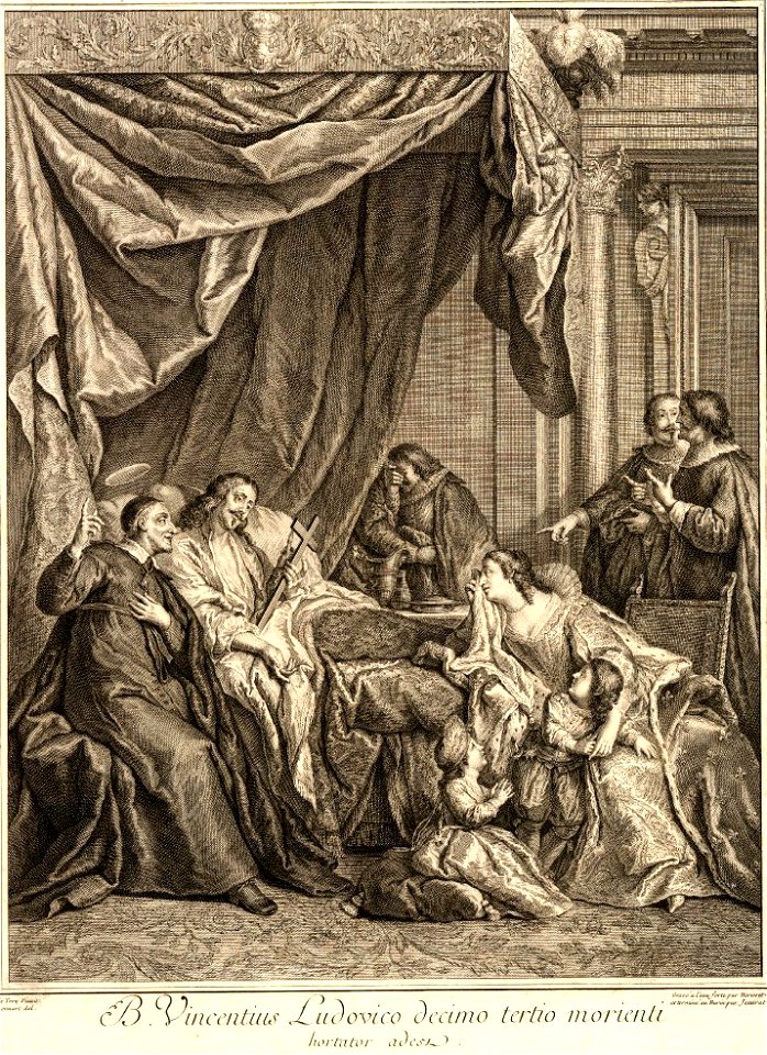 Antoine Hérisset - Saint Vincent de Paul visitant Louis XIII sur son ...