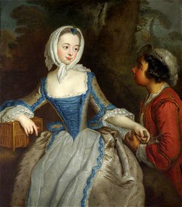 Antoine Pesne (1683-1757) (after) - A Girl with a Birdcage and a Suitor - 207796 - National Trust