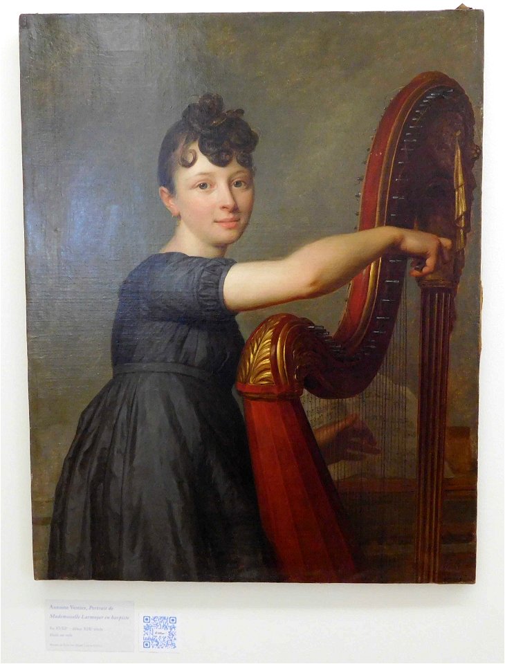 Antoine Vestier, Portrait de Mademoiselle Larmoyer en harpiste