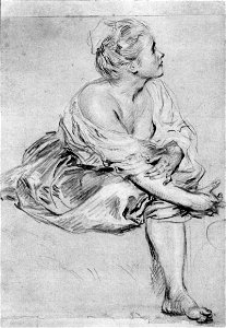 Antoine Watteau - A Seated Woman - WGA25496. Free illustration for personal and commercial use.