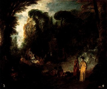 Antoine Watteau - Gathering in a Park - WGA25441