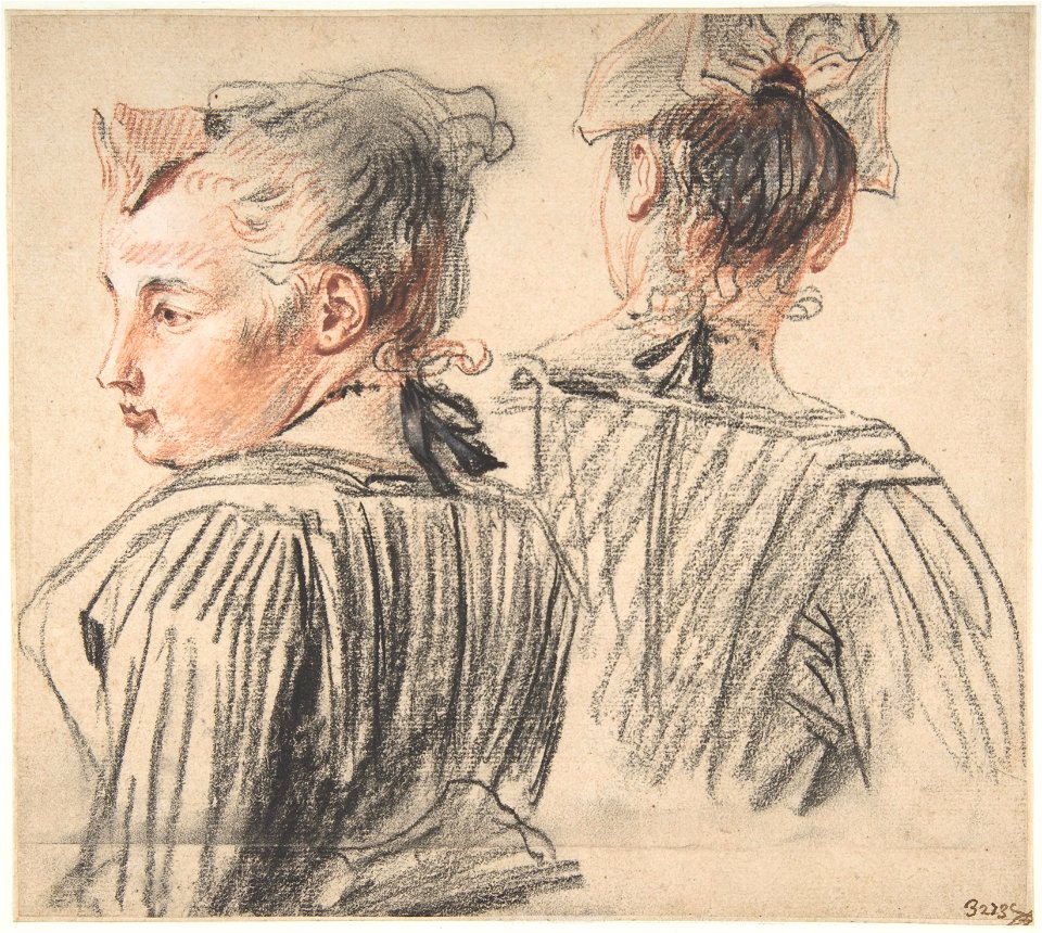 Antoine Watteau - Studies of a Woman Wearing a Cap