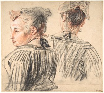 Antoine Watteau - Studies of a Woman Wearing a Cap. Free illustration for personal and commercial use.