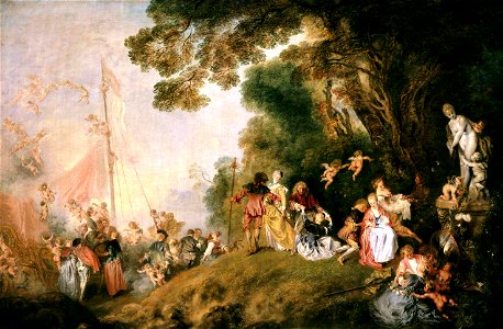 Antoine Watteau - L'imbarco per Citera. Free illustration for personal and commercial use.