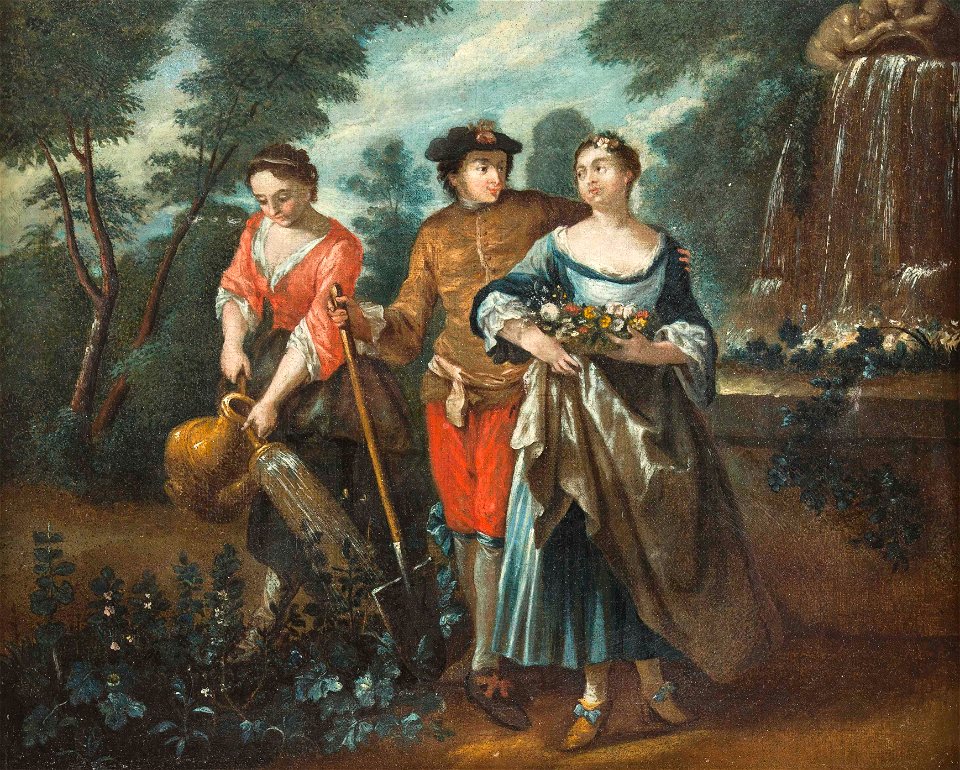 Antoine Watteau - Schule Adeliges Liebes-Paar