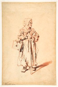 Antoine Watteau - Standing Savoyarde with a Marmot Box. Free illustration for personal and commercial use.