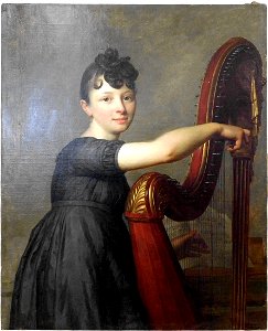 Antoine Vestier, Portrait de Mlle Larmoyer en harpiste. Free illustration for personal and commercial use.