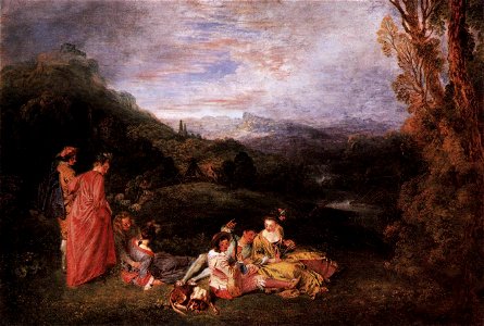 Antoine Watteau - Peaceful Love - WGA25478. Free illustration for personal and commercial use.