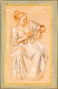 Antoine Watteau - Seated Woman. Free illustration for personal and commercial use.