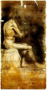 Anton Ažbe 1886 Sitting male nude in profile 1