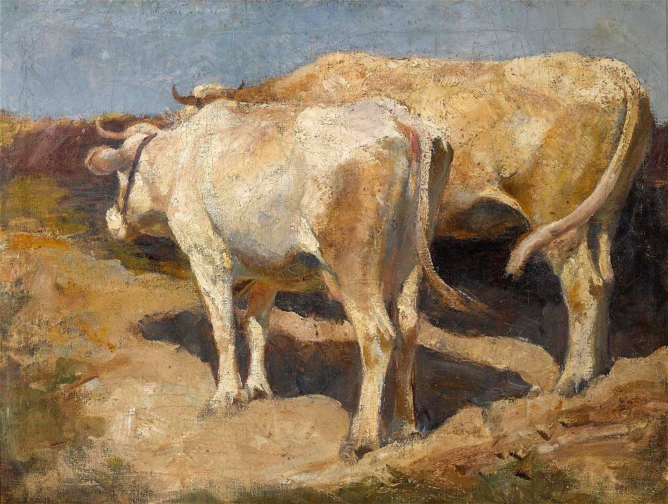 Anton Braith (attr) Zwei Rinder