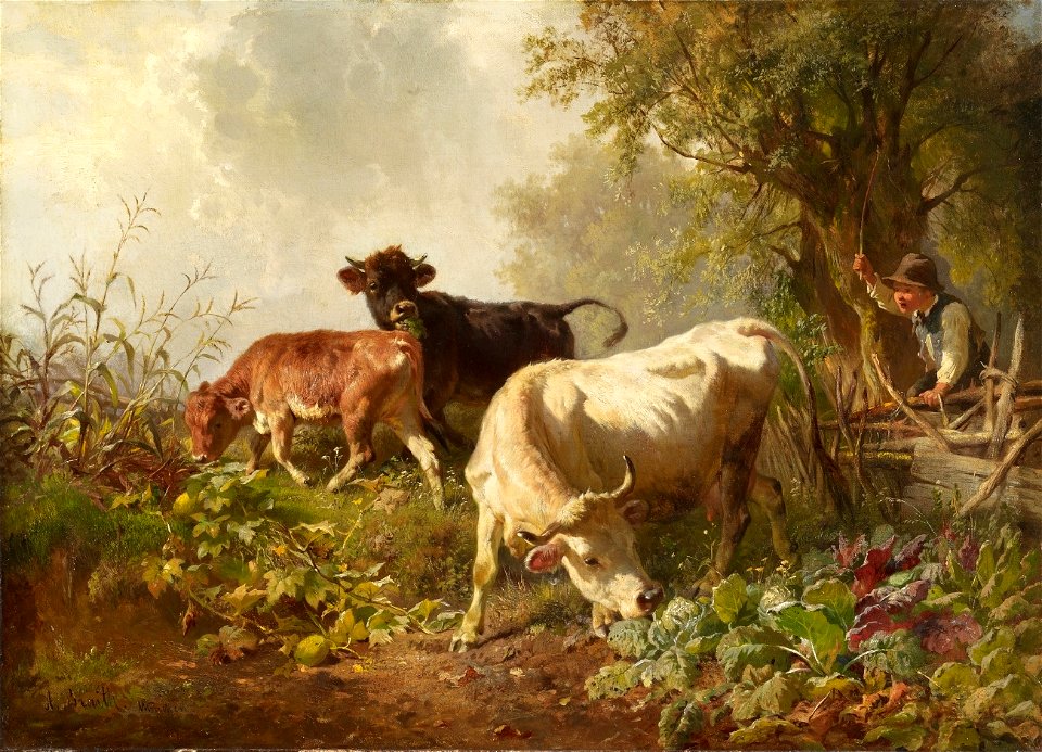 Anton Braith Hirtenjunge und Vieh