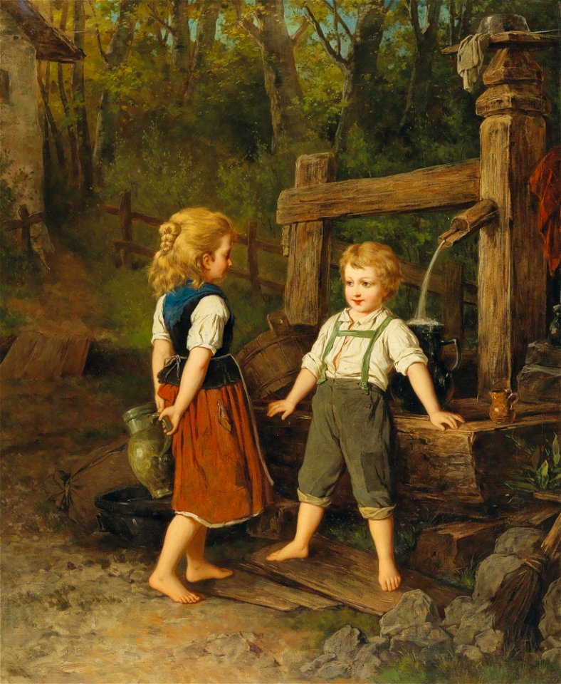 Anton Ebert (attr.) - Children at the Well