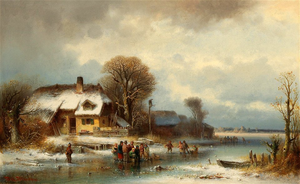 Anton Doll - Winter landscape with ice skaters