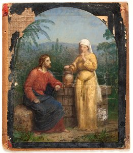 Anton Dorph - Olieskitse til Jesus og Samaritanerinden ved brønden - KKSgb12453 - Statens Museum for Kunst