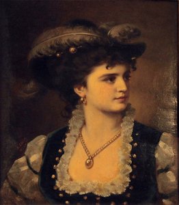 Anton Ebert Dame mit Federhut